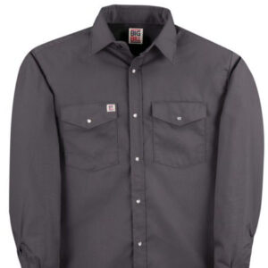 Men's Snap Pearl Button Double Pocket Work Shirt