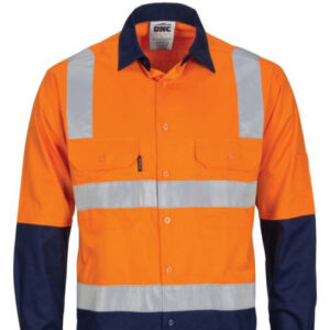 Men's Two Tone Long Sleeve Reflective Taped Work Shirt